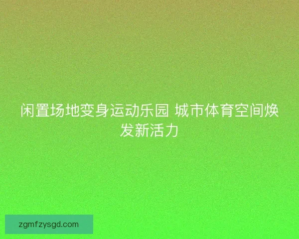 闲置场地变身运动乐园 城市体育空间焕发新活力