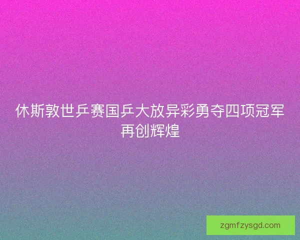 休斯敦世乒赛国乒大放异彩勇夺四项冠军再创辉煌