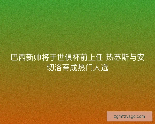 巴西新帅将于世俱杯前上任 热苏斯与安切洛蒂成热门人选 巴西新帅将于世俱杯前上任 热苏斯与安切洛蒂成热门人选