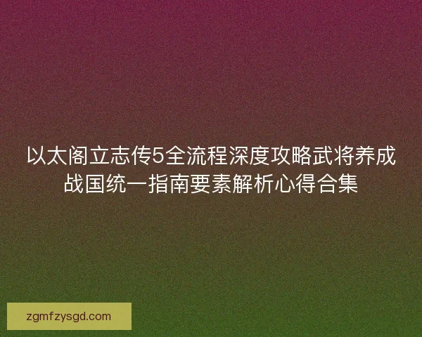以太阁立志传5全流程深度攻略武将养成战国统一指南要素解析心得合集