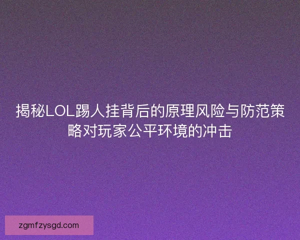 揭秘LOL踢人挂背后的原理风险与防范策略对玩家公平环境的冲击
